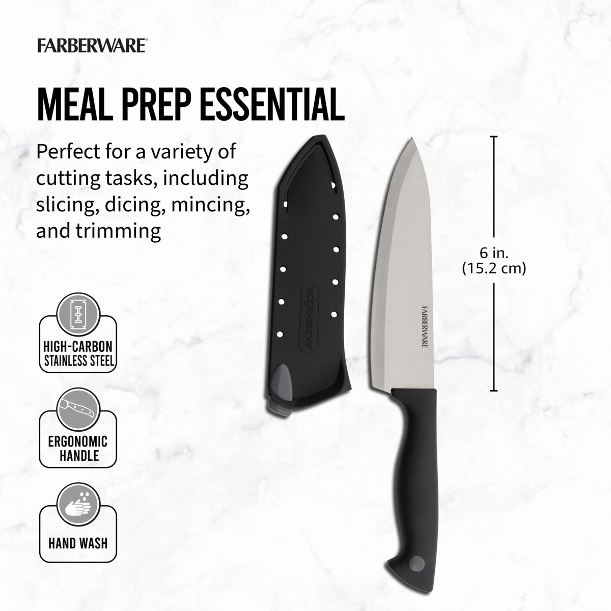 Farberware Edgekeeper Chef Knife with Built-In Self-Sharpening Blade Cover